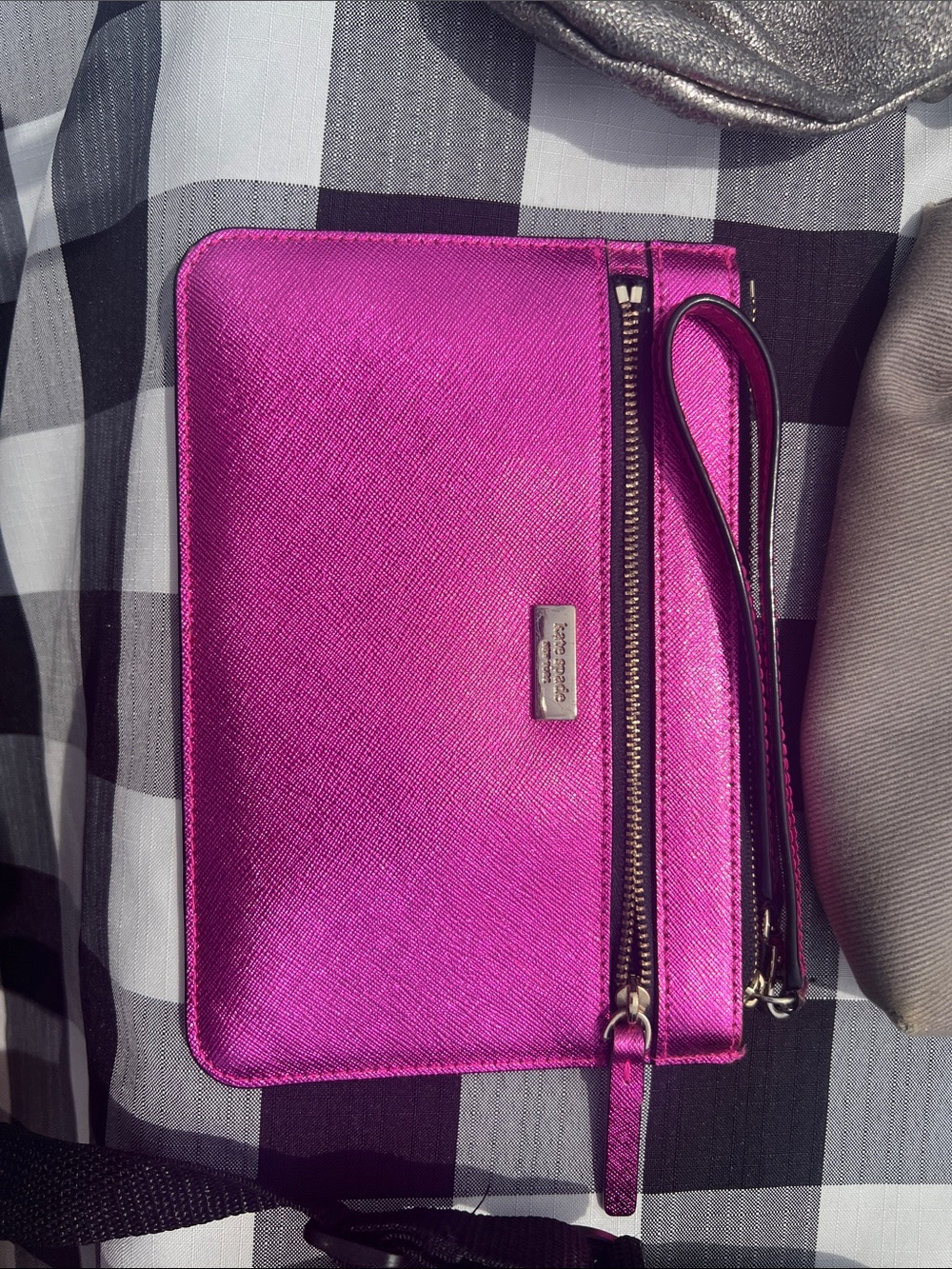 kate spade Metallic Hot Pink Wristlet Clutch
